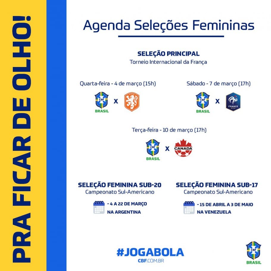 Seleção feminina se prepara para torneio do 1º trimeste - Montagem: Thais Magalhães/CBF