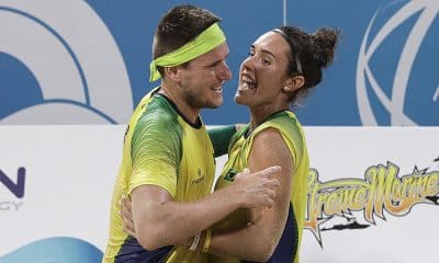 André Baran e Rafaella Miller, campeõe das duplas mistas no beach tennis dos Jogos Mundiais da Praia