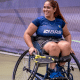 Jade Lanai enquanto treina com a seleção brasileira para o Mundial de tênis em cadeira de rodas