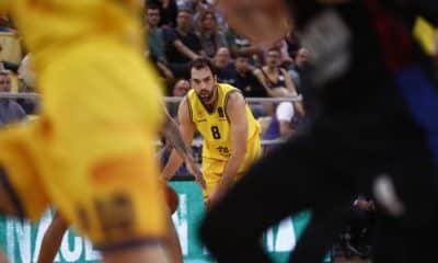 Vitor Benite em ação pelo Gran Canaria na EuroCup de basquete
