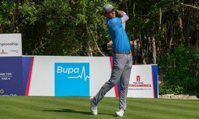 Golfista Rafael Becker em ação no Bupa Tour Championship (Divulgação/CBGolfe)