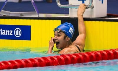 Brasileira Cecília Araújo, dona de duas medalhas de ouro no Mundial de natação (Reprodução/Twitter/@cpboficial)