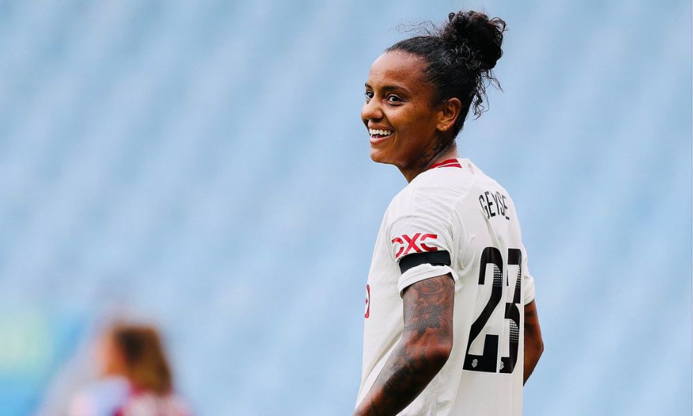 Jogadora brasileira Geyse, destaque do Manchester United na Liga dos Campeões (Reprodução/X/@ManUtdWomen)