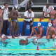Seleção masculina de polo aquático em jogo do Brasil nos Jogos Pan-Americanos de Santiago-2023