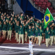 brasil entrando na cerimônia de abertura dos jogos pan-americanos de santiago-2023; projeção do otd indica recorde de medalhas