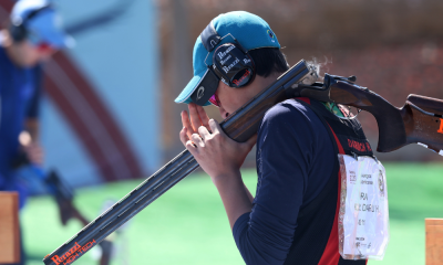 Hussein Daruich se concentra antes de atirar nos Jogos Pan-Americanos Santiago-2023