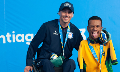 Alberto Abarza e Gabriel Araújo, o Gabrielzinho, no pódio dos Jogos Parapan-Americanos