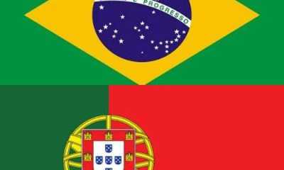 Bandeiras de Brasil e Portugal