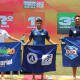 Pódio dos 10km da oitava etapa do Campeonato Brasileiro de águas abertas, com Henrique Figueirinha e Pedro Farias; eles se classificaram para o Mundial de Doha