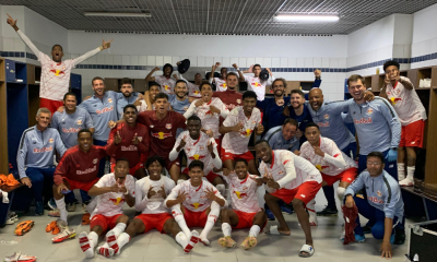 Jogadores do Red Bull Bragantino comemorando a vitória sobre o Palmeiras pelo Brasileiro Sub-20 (Divulgação/Red Bull Bragantino)