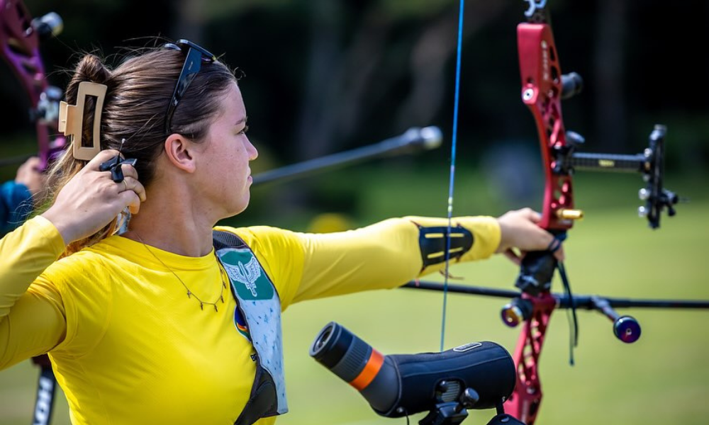 Ana Luiza Caetano na disputa da etapa de Yecheon da Copa do Mundo (Foto: World Archery)