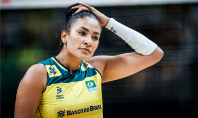 Tainara durante partida do Brasil na Liga das Nações de vôlei feminino; ela volta a ser relacionada contra a Itália