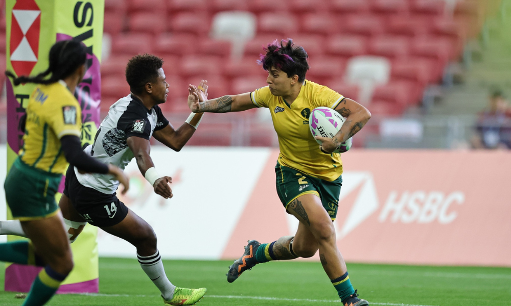 Jogo entre Yaras, a seleção brasileira de rúgbi sevens, no Circuito Mundial