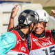 Ana Sátila e Omira Estácia se abraçam na Copa do Mundo de canoagem slalom