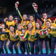 Celebração da medalha de bronze do vôlei sentado brasileiro nos Jogos Paralímpicos de Tóquio-2020 (Matsui Mikihito/CPB)