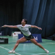 Maria Clara Lima em partida de badminton