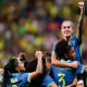 Jheniffer comemora gol da seleção feminina de futebol no amistoso entre Brasil e Jamaica na Fonte Nova