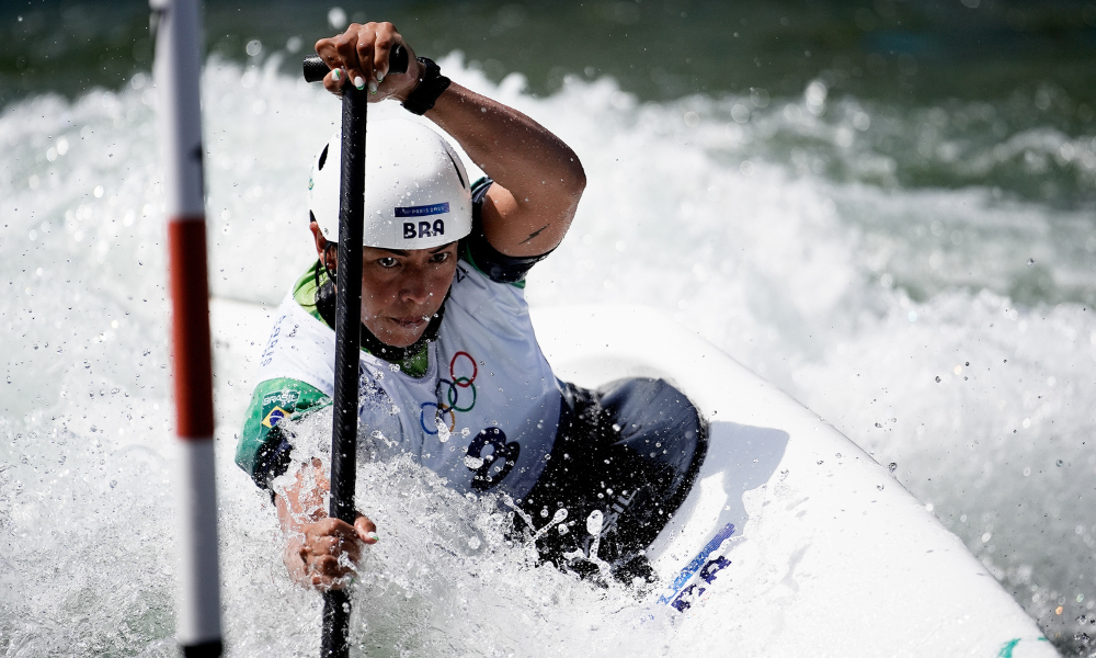 Ana Sátila durante particpação na canoagem slalom dos Jogos Olímpicos de Paris-2024