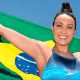 Poliana Okimoto com a bandeira do Brasil (Reprodução/Speedo)