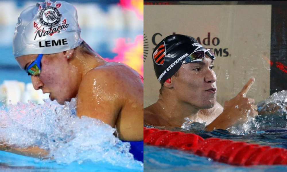 Bruna Leme e Stephan Steverink, nadadores que quebraram recordes no quarto dia do Brasileiro de Inverno (Fotos: Francis Swim e Satiro Sodré/CBDA)