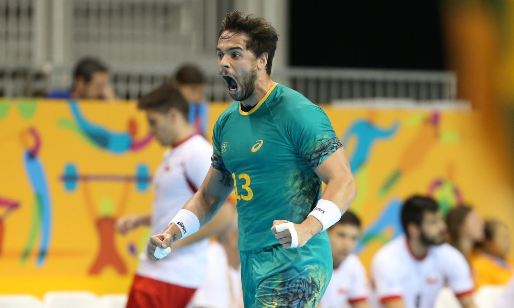 Diogo Hubner atuando em partida do torneio de handebol masculino dos Jogos Pan-Americanos de Toronto-2015 (Foto: Saulo Cruz/Exemplus/COB)