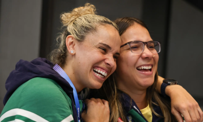 Gabi Mazetto e Pâmela Rosa, algumas das skatistas do Brasil que estarão nos Jogos Olímpicos de Paris-2024 (Foto: Luiza Moraes/COB)