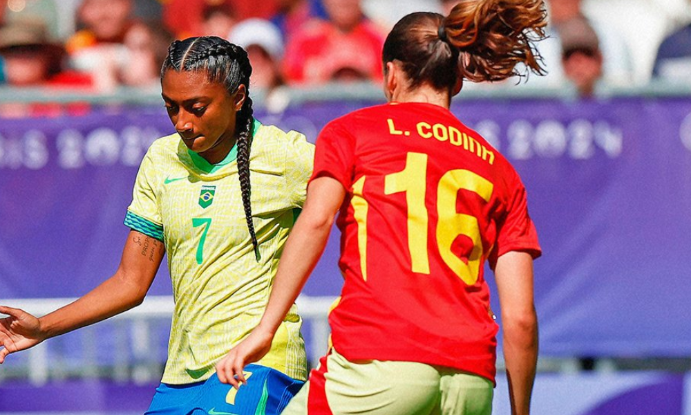 Duelo entre Brasil e Espanha, válido pela terceira rodada do futebol feminino nos Jogos Olímpicos de Paris-2024 (Reprodução/Twitter/@SelecaoFeminina)