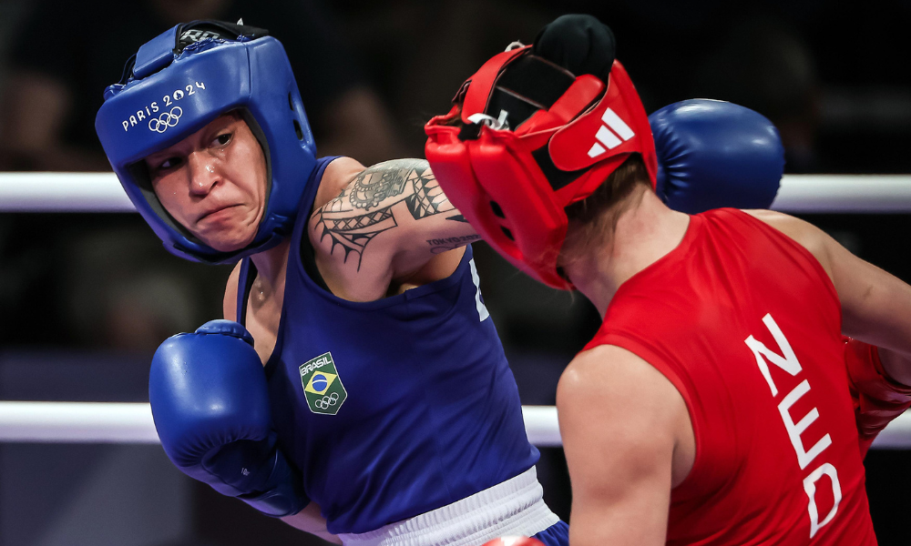 Bia Ferreira na luta de quartas de final dos Jogos Olímpicos de Paris-2024 (Gaspar Nóbrega/COB)