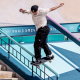 Giovanni Vianna, da SLS, fazendo trick no corrimão no skate dos Jogos Olímpicos de Paris-2024