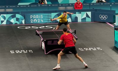 Hugo Calderano enfrenta o espanhol Álvaro Robles pelo torneio de simples do tênis de mesa nos Jogos Olímpicos de Paris-2024