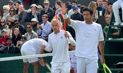 Marcelo Melo e Rafael Matos em ação no Grand Slam de Wimbledon