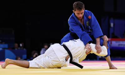 Michel Augusto em ação contra japonês no judô dos Jogos Olímpicos de Paris-2024