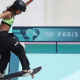 Rayssa Leal em ação no skate street feminino dos Jogos Olímpicos de Paris-2024