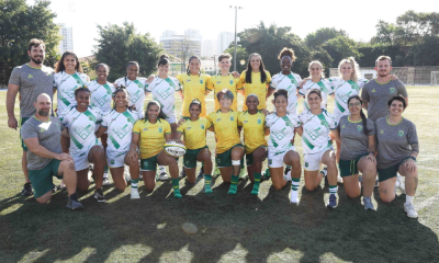 Yaras, jogadoras da seleção brasileira de rúgbi sevens feminino, pousam para foto após convocação para os Jogos Olímpicos de Paris-2024