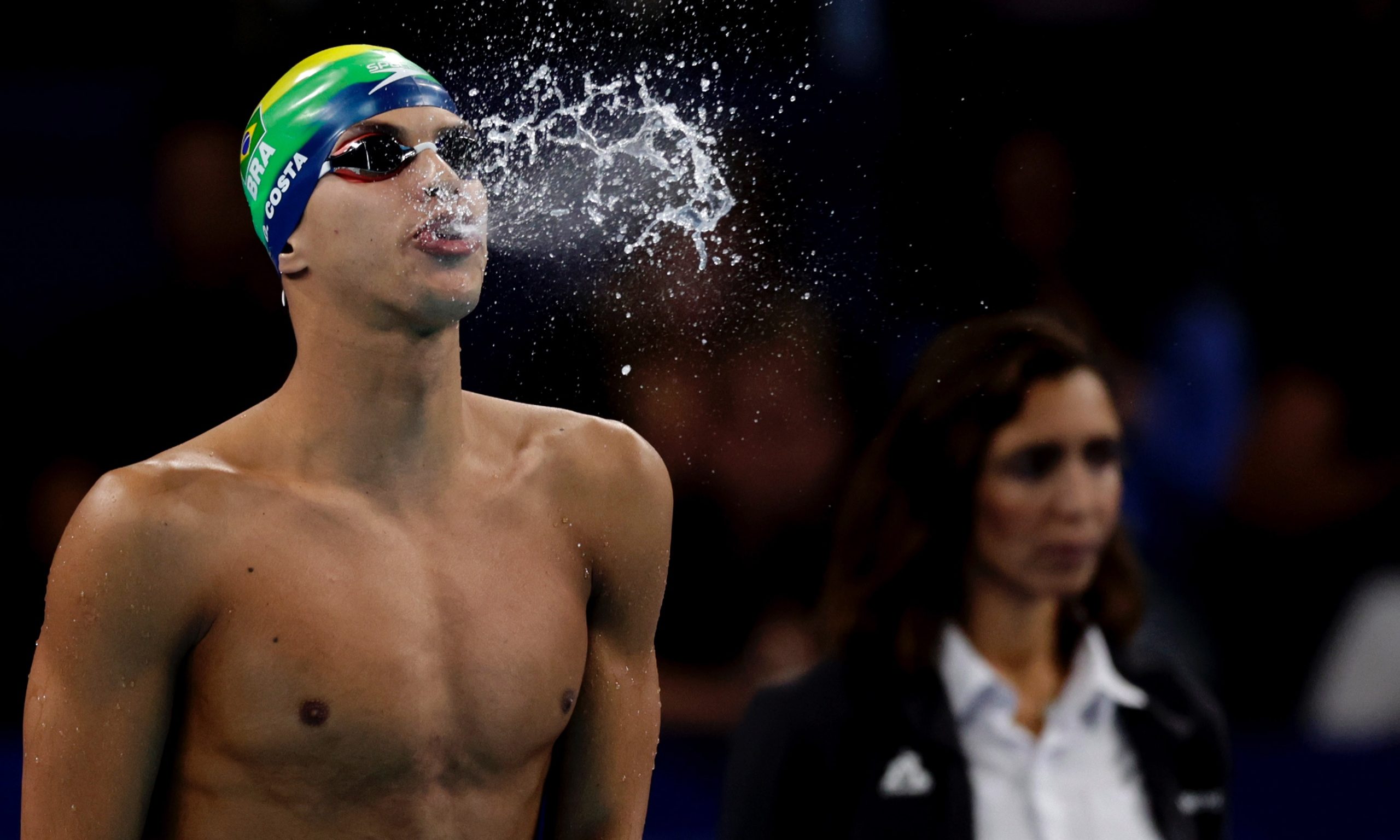 Guilherme Costa na final dos 400m livre nos Jogos Olímpicos de Paris-2024 (Satiro Sodré/CBDA)