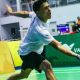 Hiarley Santana, do Brasil, no Pan-Americano Júnior de badminton