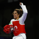 Ana Carolina Moura, de vermelho, comemora vitória no taekwondo dos Jogos Paralímpicos de Paris-2024