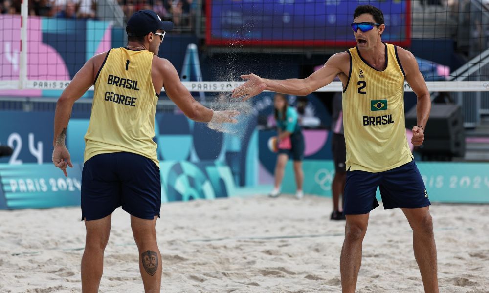 André e George foram eliminados nas oitavas de final do vôlei de praia nos Jogos Olímpicos de Paris-2024