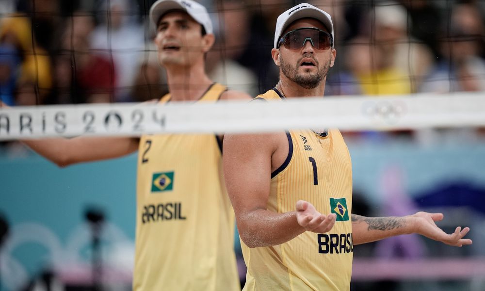 André e George no vôlei de praia dos Jogos Olímpicos de Paris-2024