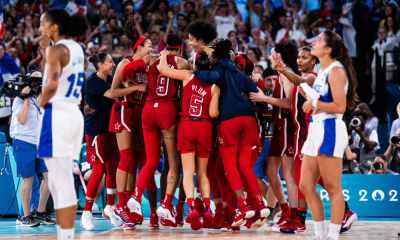 Basquete feminino dos EUA, medalhista de ouro contra a França nos Jogos Olímpicos de Paris-2024