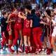 Basquete feminino dos EUA, medalhista de ouro contra a França nos Jogos Olímpicos de Paris-2024