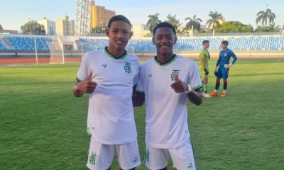 David e Paulinho, autores dos gols da vitória do América-MG no Brasileiro Sub-17 (Reprodução/Twitter/@AmericaFC1912)