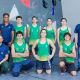 Seleção brasileira juvenil de escalada, de Raul de Morais e Giulia Solera, esportiva durante treinamentos para o Mundial Juvenil (Guiyang, China), em Curitiba (Foto: Aline Machado/CBEscalada)