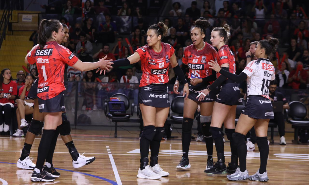 Sesi Bauru na partida válida pela primeira rodada do Paulista Feminino (Ayrton Vignola/Fiesp)