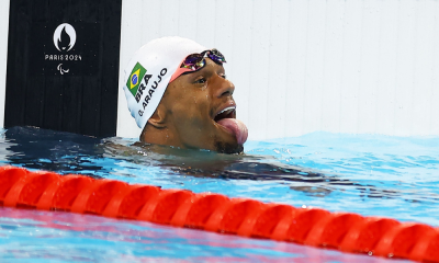 Gabrielzinho na prova dos 50m costas nos Jogos Paralímpicos de Paris-2024 (Foto: Silvio Avila/CPB)