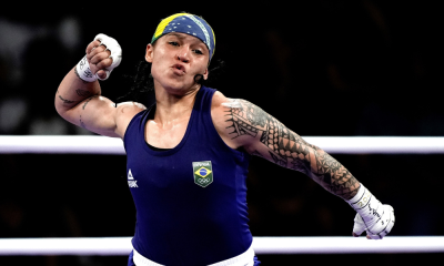 Bia Ferreira, do boxe, após vitória nos Jogos Olímpicos de Paris-2024 (Alexandre Loureiro/COB)