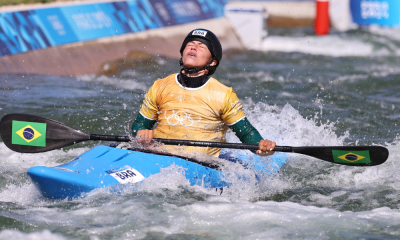 Ana Sátila na semifinal do caiaque cross nos Jogos Olímpicos de Paris-2024 (Foto: Miriam Jeske/COB)