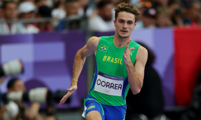 Renan Gallina na primeira rodada dos 200m rasos nos Jogos Olímpicos de Paris-2024 (Wagner Carmo/CBAt)