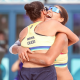 Ana Patrícia e Duda celebrando a vitória nas quartas de final dos Jogos Olímpicos de Paris-2024 (Gaspar Nóbrega/COB)