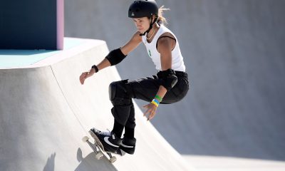 Dora Varella nas eliminatórias do skate park feminino nos Jogos Olímpicos de Paris-2024